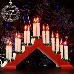 Рождественская горка «Скандинавский светильник» (7 свечей, 7 ламп, пластик, живое пламя)