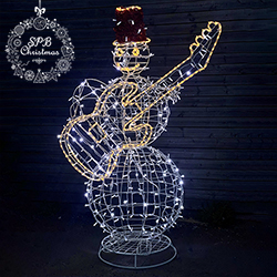 Объемная светодиодная фигура «Снеговик с гитарой» (210см, 3D, IP65)